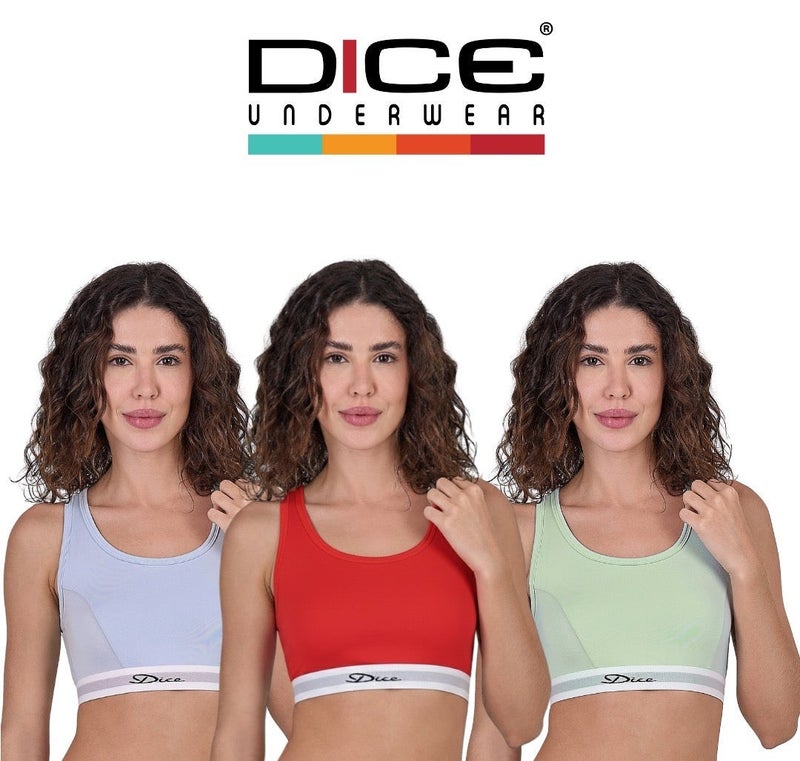 DICE Women Soft Non Padded Bra Bundle of 3 Different Colors - Image 1